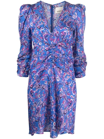 Isabel Marant Ruffled Floral-print Minidress In Purple