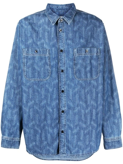 Isabel Marant Bhelyn Tonal Print Button-up Shirt In 30bu Blue
