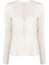 Isabel Marant Keyhole-neck Long-sleeve Blouse In Beige