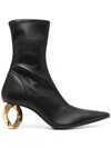 JW ANDERSON J.W. ANDERSON CHAIN HEEL STRETCH ANKLE BOOT SHOES
