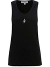 Jw Anderson Logo Embroidered Ribbed Jersey Top In Black