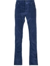 Jacob Cohen Low-rise Straight-leg Corduroy Trousers In Blue