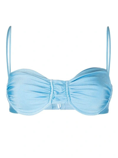 Jade Swim Mia Metallic-sheen Bikini Top In Blue