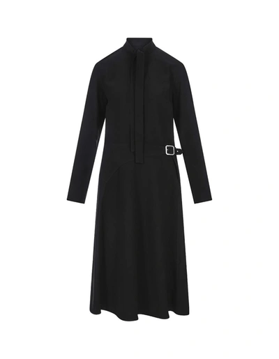 Jil Sander Belted Crepe Midi Dress In Black