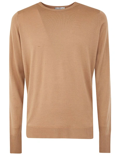 John Smedley Marcus Long Sleeves Crew Neck Pullover In Brown