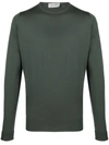 John Smedley Crew Neck Fine Knit Sweater In Green