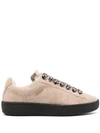 Lanvin Curb Low-top Suede Sneakers In Nude & Neutrals
