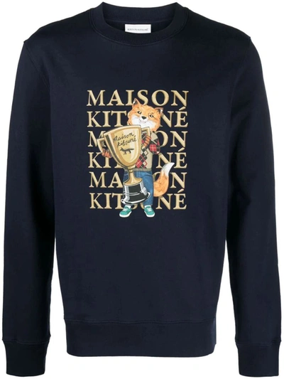 Maison Kitsuné Logo Sweatshirt Clothing In Blue