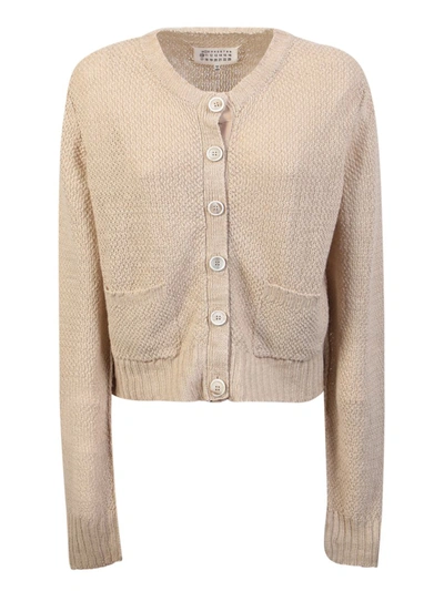 Maison Margiela Knitted Long-sleeve Cardigan In Bronze