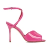 Manolo Blahnik Multicolor Calfskin Stiletto Heel Sandals In Pink & Purple