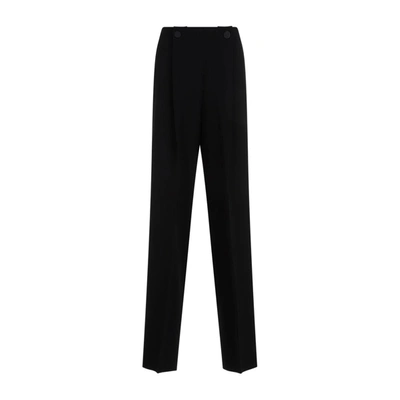 Max Mara Studio High Waist Straight Leg Pants In Black