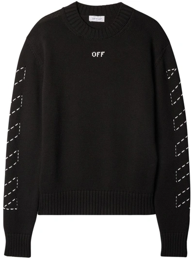 OFF-WHITE OFF-WHITE CREW-NECK SWEATER WITH ARROWS EMBROIDERY