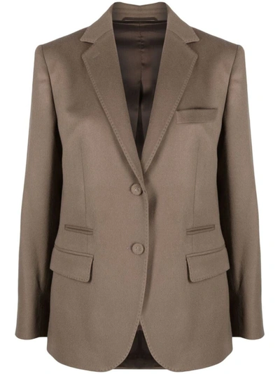 Officine Generale Single-breasted Knitted Blazer In Taupe