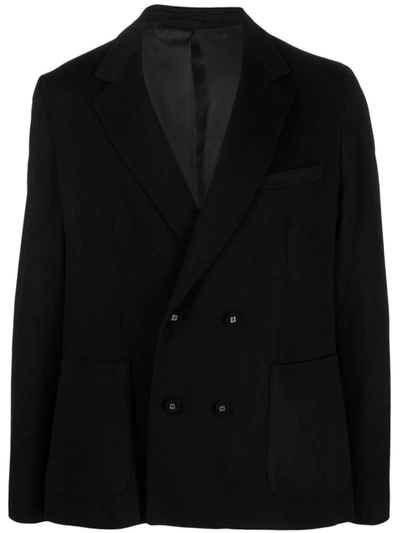 Officine Generale Leon Double-breasted Virgin Wool And Cashmere-blend Suit Jacket In Black