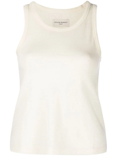 Officine Generale Sleeveless Knitted Top In Ecru