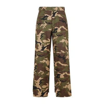 Palm Angels Camo Work Military Trousers In Dark Green