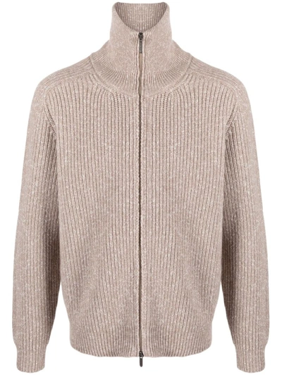 Peserico Ribbed-knit Zip-up Cardigan In 48h