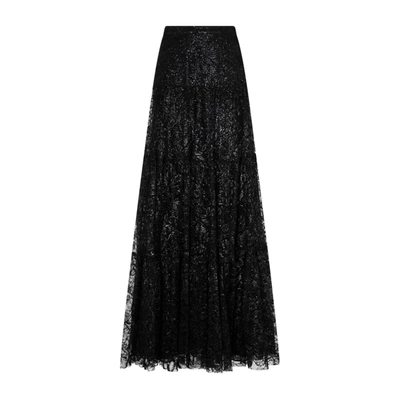 Eres Sutton Sequin Tiered Lace-overlay Maxi Skirt In E Fou