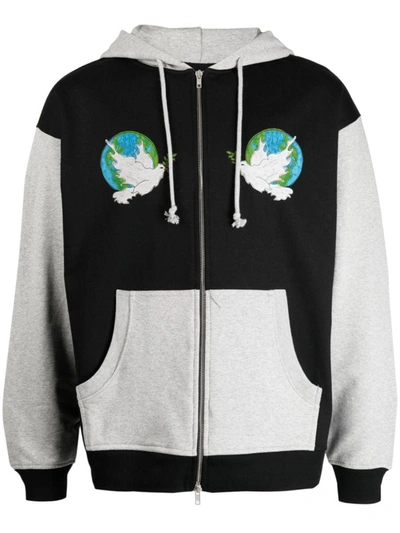 Rassvet (paccbet) Dove Peace Zipped Hoodie Knit In Black