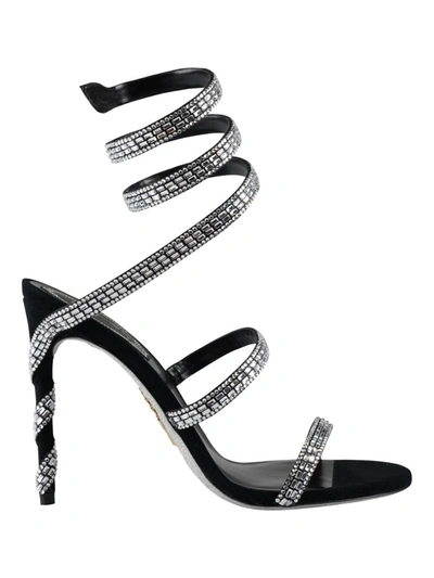 René Caovilla Rene Caovilla Margot Crystal Embellished Heel Sandals In Silver