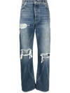 Rhude Boxer Distressed Straight-leg Jeans In Blue