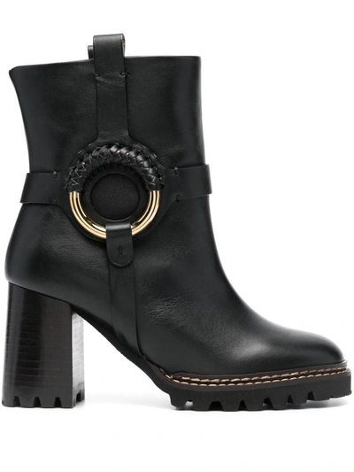 See By Chloé Hana Leather Bootie In Black