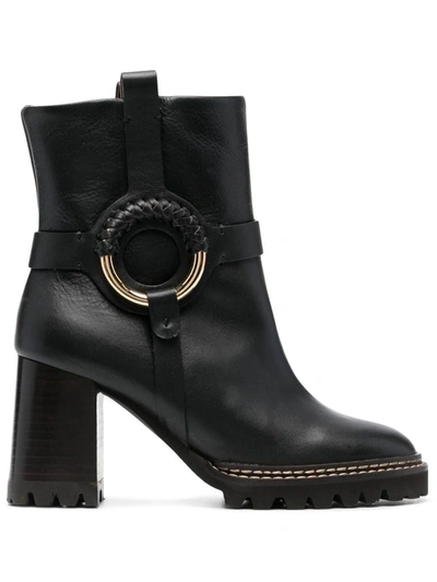 See By Chloé Hana Leather Bootie In Black