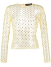 Siedres Desta Crystal-embellished Sheer Top In Yellow & Orange