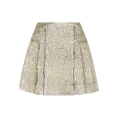 Simone Rocha Pleated Mini Kilt With Ties Skirt In Gold