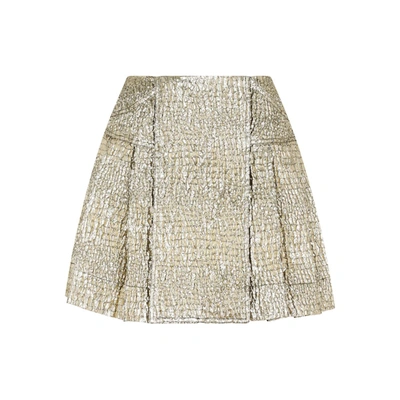 Simone Rocha Pleated Mini Kilt With Ties Skirt In Metallic