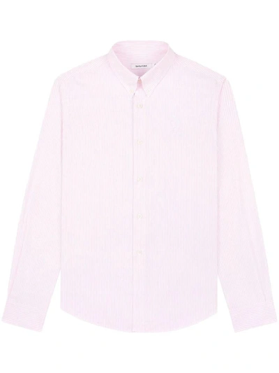 Sporty And Rich Button-down Collar Striped Clover Shirt In Rose White