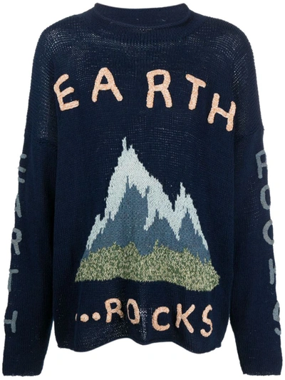 Story Mfg. Earth Rocks Crochet-details Jumper In Blue