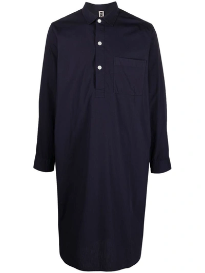 Tekla Cotton Poplin - Night Shirt Clothing In Blue