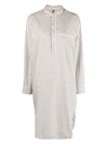Tekla Striped Organic Cotton Nightshirt In Hopper Stripes