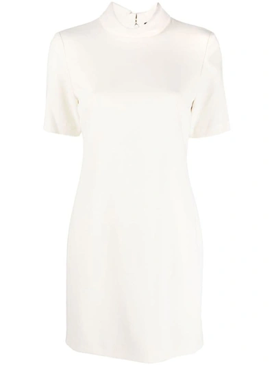 Theory Short Sleeves Roll Neck Mini Dress In White