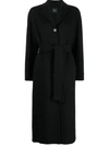 Theory Womens Black Single-breasted Tie-belt Cashmere Coat