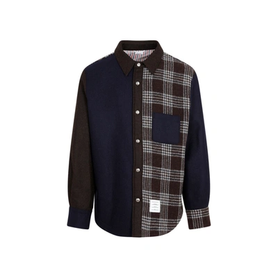 Thom Browne Snap Front Shirt Jacket In Brown