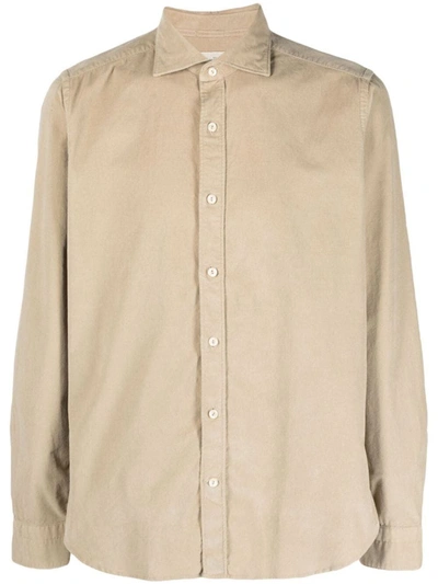 Tintoria Mattei Microsuede Button-up Shirt In Nude &amp; Neutrals