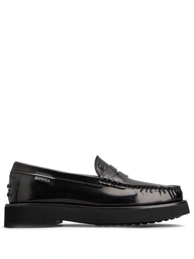 TOD'S TOD'S BRUSHED FINISH LEATHER LOAFERS SHOES
