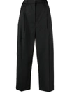 Totême Black Double-pleated Trousers In Charcoal Melange