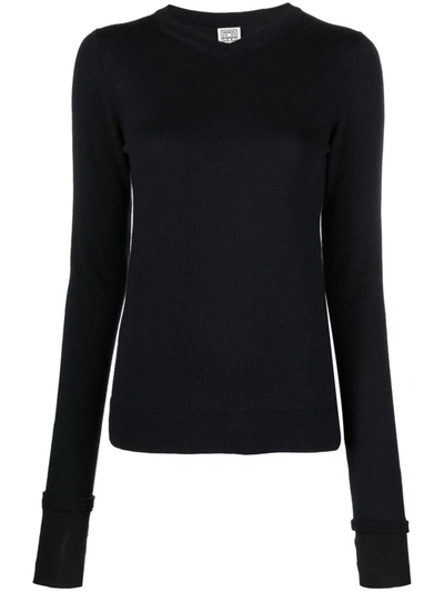 Totême Crew-neck Thumbslot Jumper In Navy