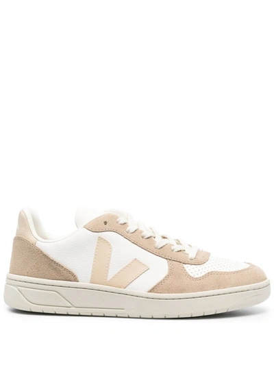 Veja V10 Chromefree Leather Sneakers In White