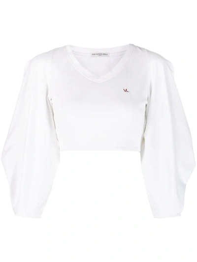 Veronique Leroy Draped-sleeve Cropped Jersey In White