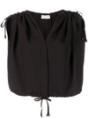 Veronique Leroy Draped-shoulder Cropped Top In Choco