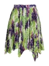 Versace Logo Orchid Print Pleated Miniskirt In Multicolor