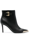 Versace Jeans Couture Pointed-toe Leather Ankle Boots In 899 Black