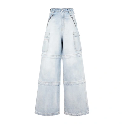 Vetements High-rise Wide-leg Cargo Jeans In Blue