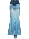 Vitelli Siren Denim Jaquard Maxi Skirt In J11 Azul Blend