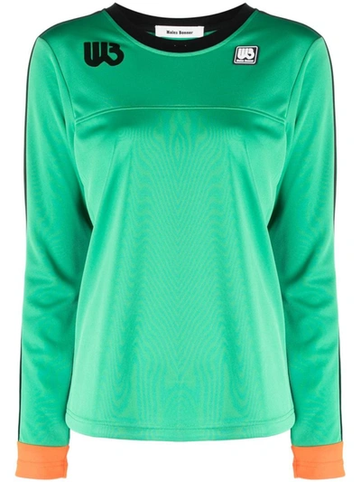 Wales Bonner Logo-patch Organic-cotton Sweatshirt In Green