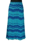 Wales Bonner Palm Motif Knit Midi Skirt In Green